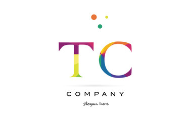 tc t c  creative rainbow colors alphabet letter logo icon