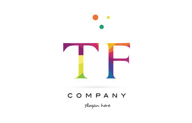 tf t f  creative rainbow colors alphabet letter logo icon