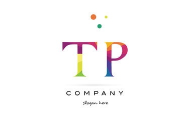 tp t p  creative rainbow colors alphabet letter logo icon