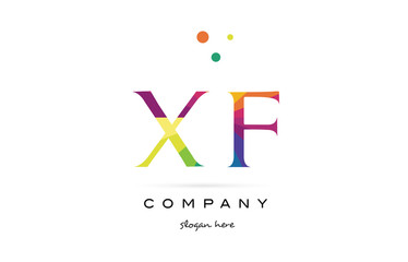 xf x f  creative rainbow colors alphabet letter logo icon
