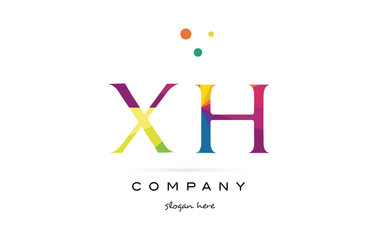 xh x h  creative rainbow colors alphabet letter logo icon
