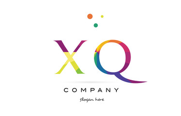 xq x q  creative rainbow colors alphabet letter logo icon