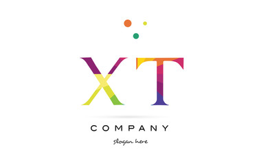 xt x t  creative rainbow colors alphabet letter logo icon