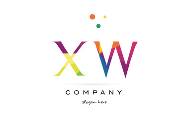 xw x w  creative rainbow colors alphabet letter logo icon