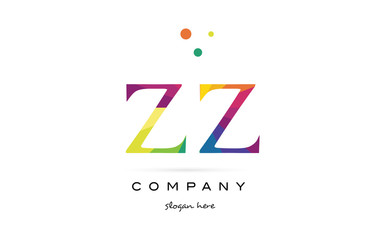 zz z  creative rainbow colors alphabet letter logo icon