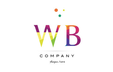 wb w b  creative rainbow colors alphabet letter logo icon