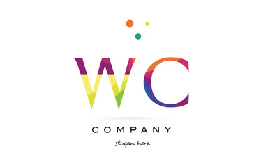 wc w c  creative rainbow colors alphabet letter logo icon