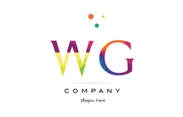 wg w g  creative rainbow colors alphabet letter logo icon