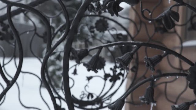 Art forging elements and iron fence. Rough Metal Curly Decorative Elements . Vintage decor Elements. Fence Design. Vintage. Beautiful Fence Design Closeup. Iron
