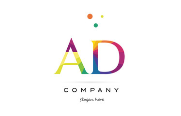 ad a d  creative rainbow colors alphabet letter logo icon