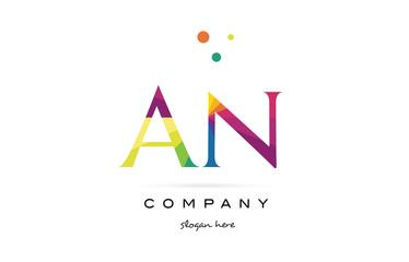 an a n  creative rainbow colors alphabet letter logo icon