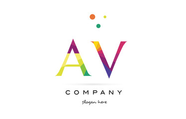 av a v  creative rainbow colors alphabet letter logo icon