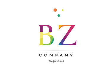 bz b z  creative rainbow colors alphabet letter logo icon