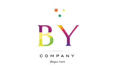 by b y  creative rainbow colors alphabet letter logo icon