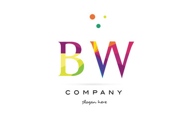 bw b w  creative rainbow colors alphabet letter logo icon