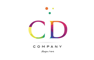 cd c d  creative rainbow colors alphabet letter logo icon