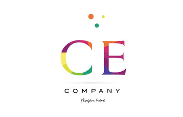 ce c e  creative rainbow colors alphabet letter logo icon