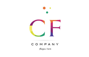 cf c f  creative rainbow colors alphabet letter logo icon