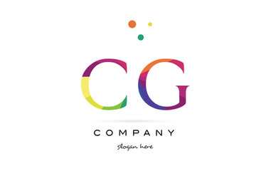 cg c g  creative rainbow colors alphabet letter logo icon
