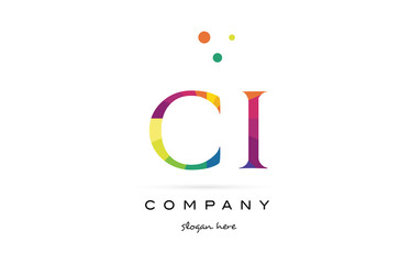 ci c i  creative rainbow colors alphabet letter logo icon