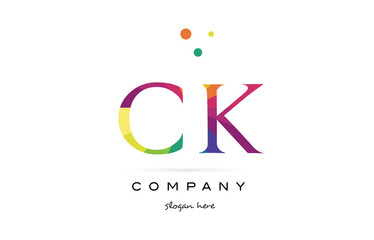 ck c k  creative rainbow colors alphabet letter logo icon