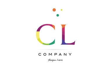 cl c l  creative rainbow colors alphabet letter logo icon