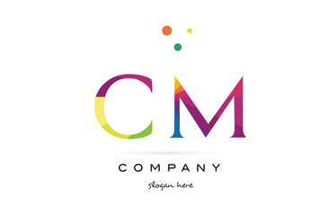 cm c m  creative rainbow colors alphabet letter logo icon