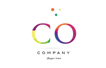 co c o  creative rainbow colors alphabet letter logo icon