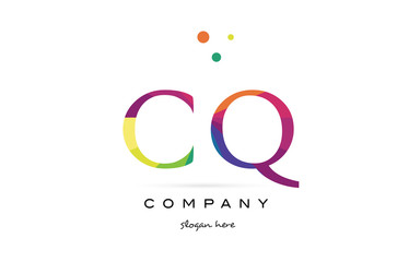 cq c q  creative rainbow colors alphabet letter logo icon