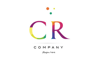 cr c r  creative rainbow colors alphabet letter logo icon