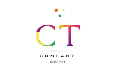 ct c t  creative rainbow colors alphabet letter logo icon