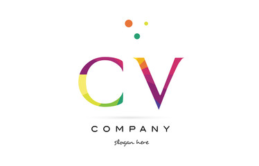 cv c v  creative rainbow colors alphabet letter logo icon