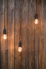 bulbs and wood wall