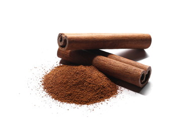 pile cocoa powder isolated on white background
