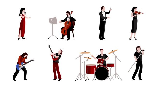 Musicians flat icons animation footage