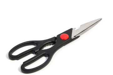 Kitchen scissors shears stainless steel. On a white background
