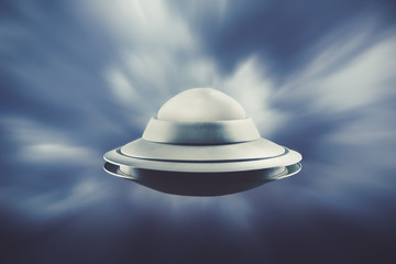 UFO flying in the sky at light speed