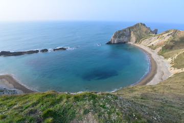 Beach and cliff areas near Durdle door in Dorset.
