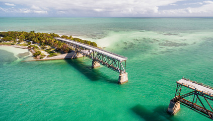 Aerial view of Old Bahia Honda Bridge, Florida