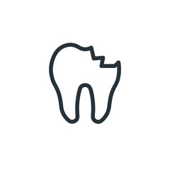 Broken tooth vector icon