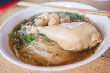 noodle, Chicken noodle with pork rind, Thai food