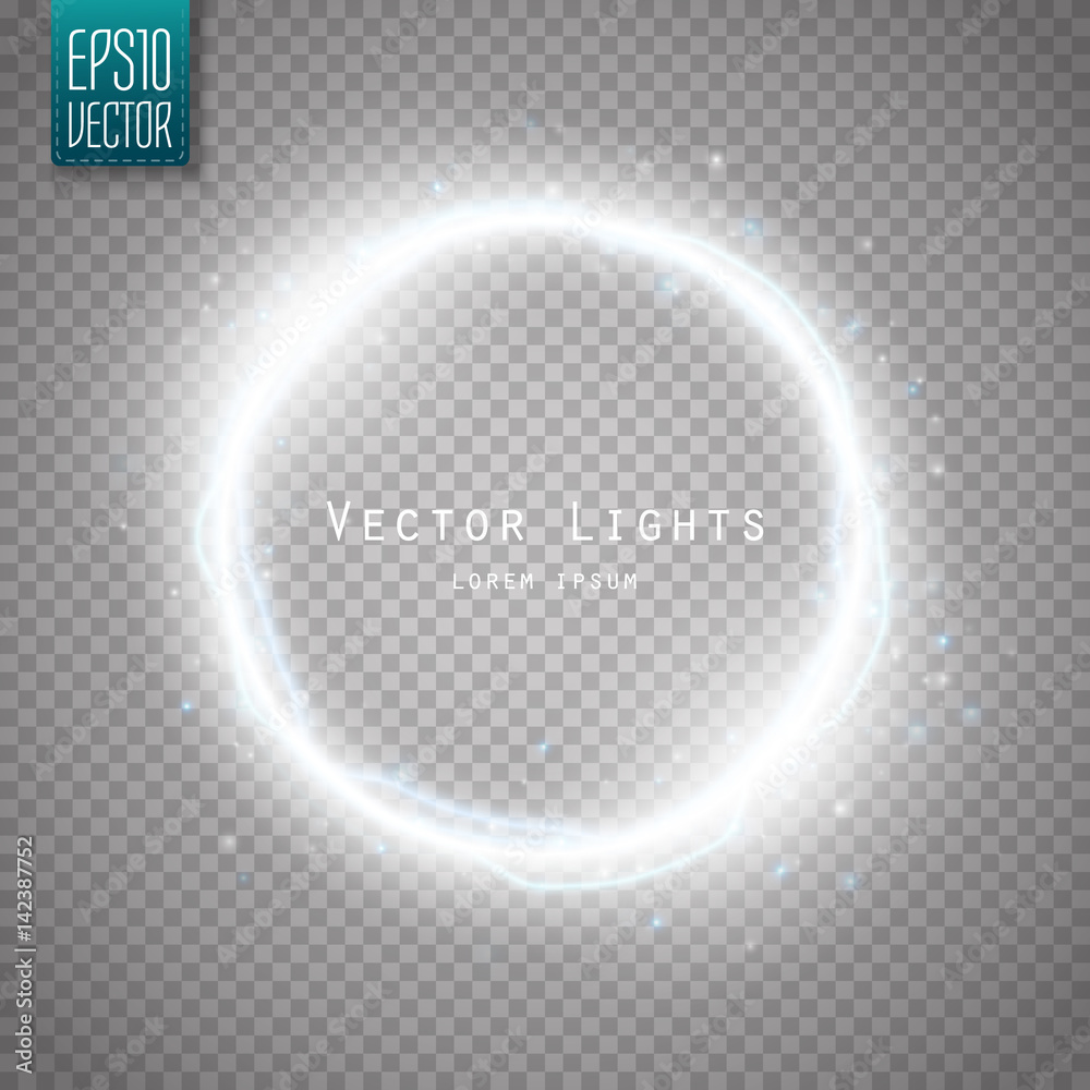 Poster Glow round frame with many shine particles and electricity effect. Vector