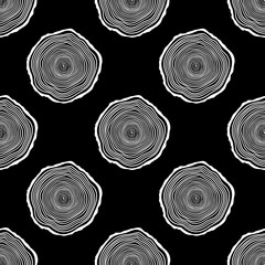 Tree Rings Seamless Vector Pattern. Saw cut tree trunk background. Vector Illustration.