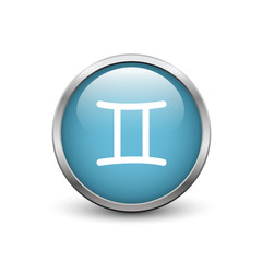 Virgo zodiac symbol, black button with metal frame and shadow