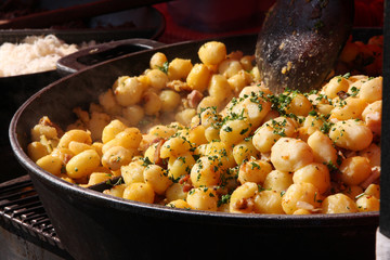 Roasted potatoes sold at the farmers market