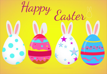 A set of colourful decorated cartoon Easter Eggs for use in Easter designs