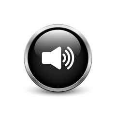 High volume black button with metal frame and shadow