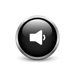 Low volume black button with metal frame and shadow