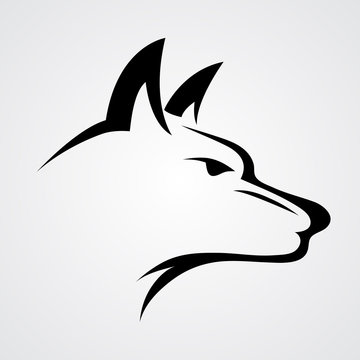 wolf / dog line art vector icon / logo