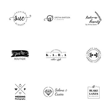 Set of feminine logos with beautiful details